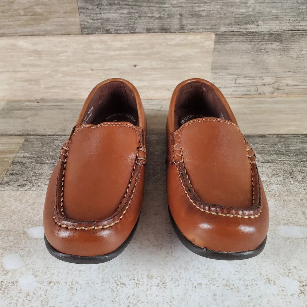 Florsheim Jasper Venetian Kids Boys Loafers Sz 12.5 W Saddle Tan Leather Moc Toe